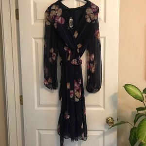 70s vintage sheer floral dress